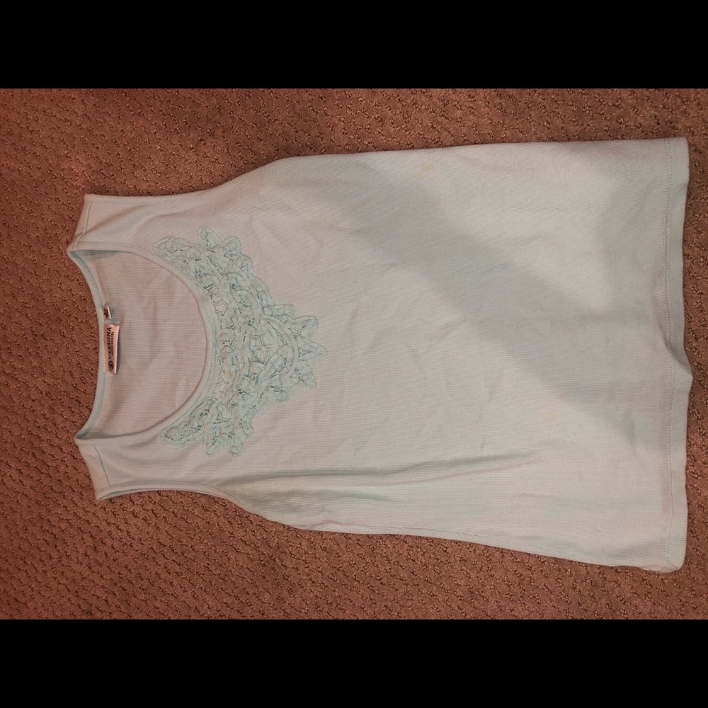 Blue lacy tank top